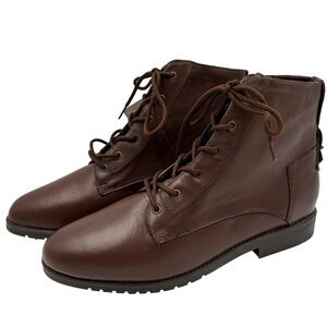 Danexx Women's Brown Leather‎ Lace Up Ankle Boots Size 9M - New